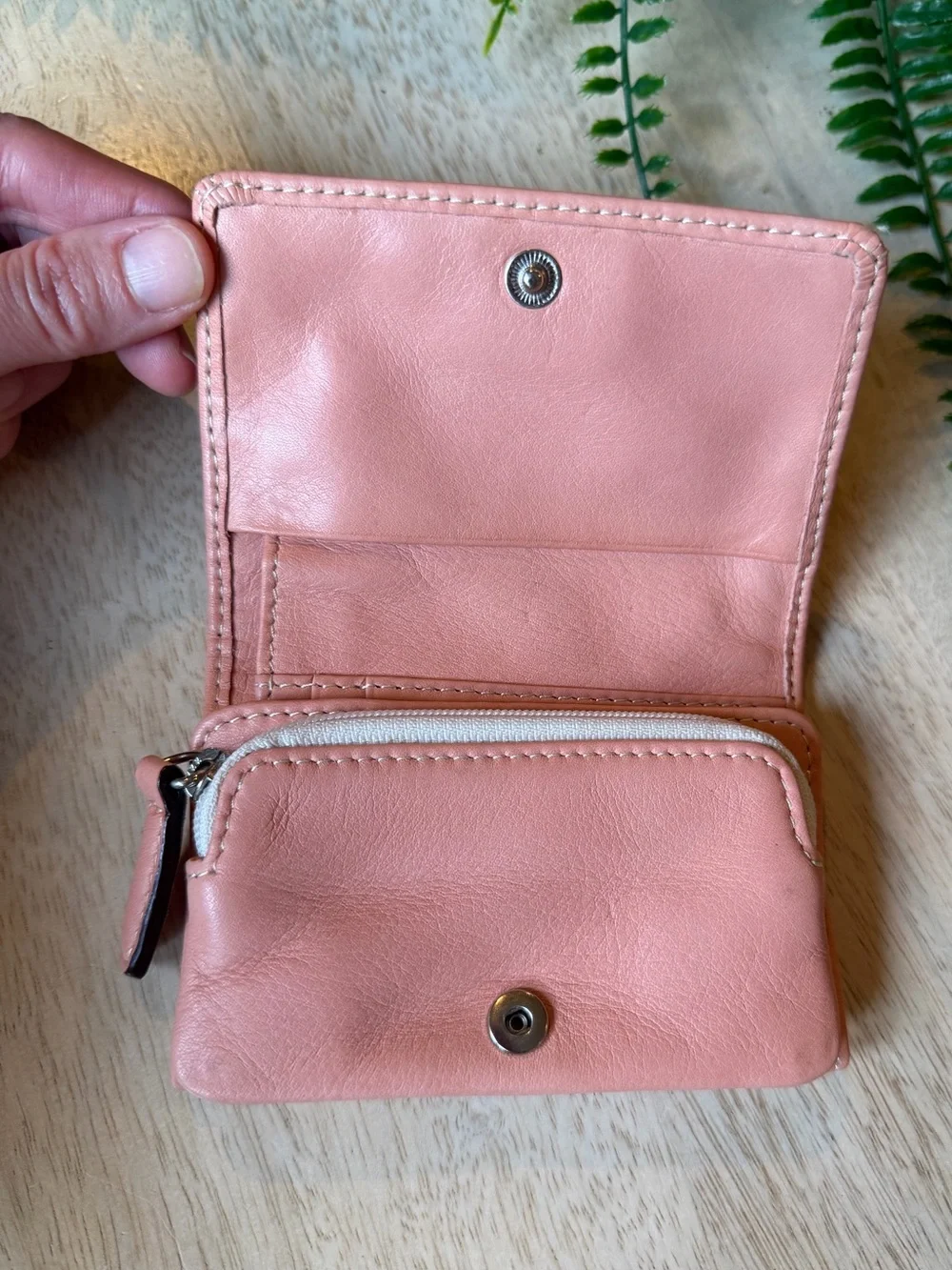 FOSSIL Leather Pink Flap Wallet Never Used Super soft - some marks